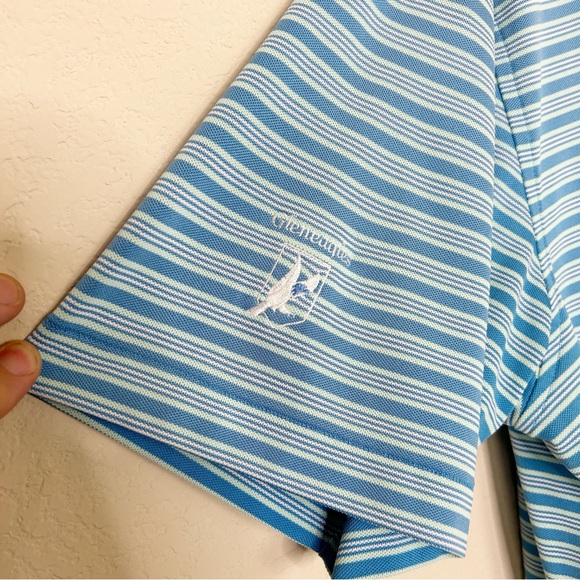 Peter Millar Men’s Summer Comfort Golf Polo | Size Large | Blue Striped - Picture 6 of 7